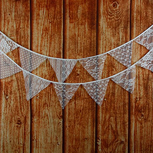 LOVENJOY Spitze Wimpel Girlande Draußen Lace Bunting Wimpelkette für Hochzeit Party Dekoration von LOVENJOY