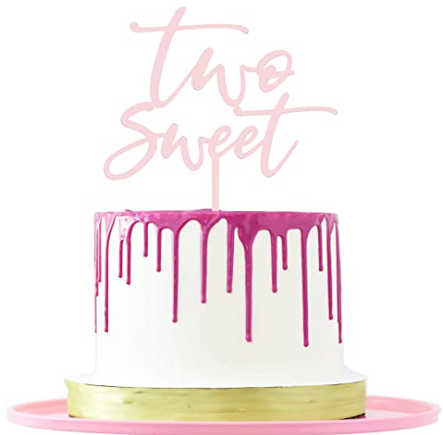 LOVENJOY Two Sweet Cake Topper Rose Gold Acryl Tortenaufsatz für Süßes Mädchen 2. Geburtstag Kuchendeko, Geschenkkarton von LOVENJOY