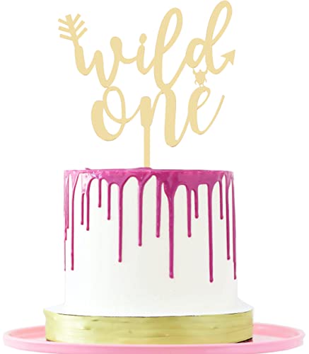 LOVENJOY Wild One Cake Topper 1. Geburtstag, für Jungen und Mädchen, in Geschenkbox, Goldfarben von LOVENJOY
