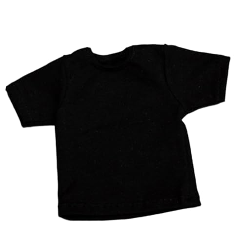 LOVIVER 1/6 Frauen T-Shirt Kostüm Miniatur Kleidung Kurze Ärmel für 12 Zoll Dress Up Puppe Modell Frauen Männer Figuren Zubehör, Schwarz von LOVIVER