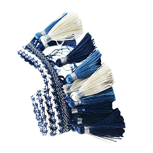 LOVIVER 1 Yard Europäische Kleidung Vorhang Quaste Kanten Fransen Schneiden, Blau + Weiß von LOVIVER