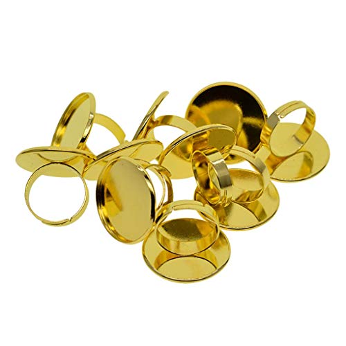 LOVIVER 10x Verstellbare Basisrohlinge Befunde für 25mm Cabochon, Golden von LOVIVER
