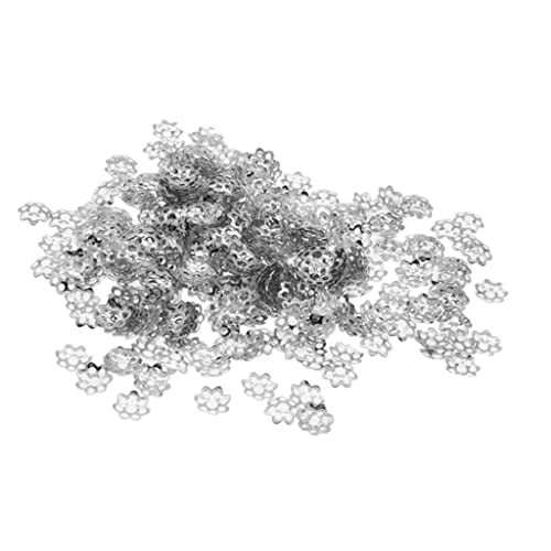LOVIVER 300Pieces Eisen Blumenperlen Kappen Perlen Spacer für Schmuckherstellung, Sillver, 8 mm von LOVIVER