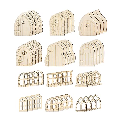 LOVIVER 48 Mini-Feentüren und Fenster zum Selbermachen, unbemalte Holzteile, Verzierungen, Feenschild, Feenhaus-Kit für Geburtstag, DIY Handgefertigt Holztür, Retro-Stil LOVIVER 48 Mini-Feentüren und Fenster zum Selbermachen, unbemalte Holzteile, Verzierungen, Feenschild, Feenhaus-Kit für Geburtstag, DIY Handgefertigt Holztür, Retro-Stil von LOVIVER