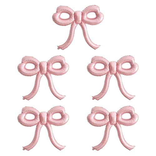 LOVIVER 5x Bowballons Ornament Romantische dekorative Aluminiumfolienballons Geburtstagsfeier Dekorationen für die Abschlussbrautdusche, Rosa von LOVIVER