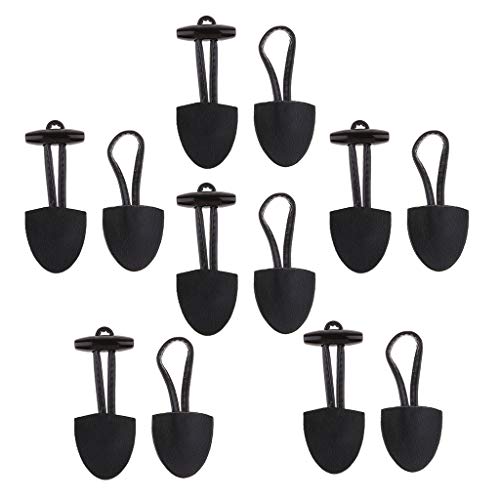LOVIVER 6-knöpfiger Verschluss Dufflecoat Knopf, Schwarz, PU-Leder, Harz, Knopf, 15,9 x 3,9 cm, 6 Stück von LOVIVER