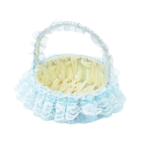 LOVIVER Blumenkorb für Hochzeiten, Geflochtene Körbe, Tragbar, Schöner Korb für Blumenmädchen, Handkorb für Partys, Hochzeiten, Veranstaltungen, Besondere Anl, Blau von LOVIVER