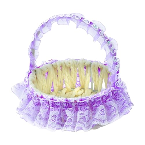 LOVIVER Blumenkorb für Hochzeiten, Geflochtene Körbe, Tragbar, Schöner Korb für Blumenmädchen, Handkorb für Partys, Hochzeiten, Veranstaltungen, Besondere Anl, Lila von LOVIVER