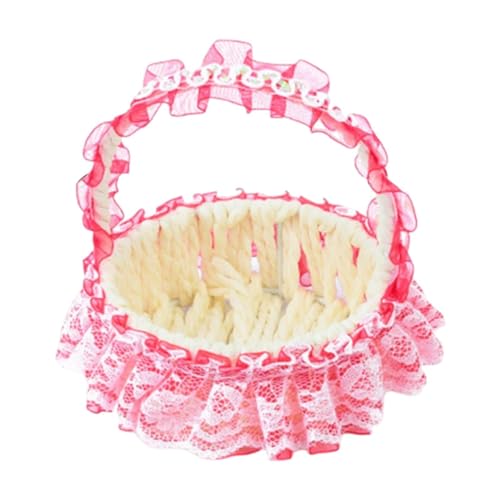 LOVIVER Blumenkorb für Hochzeiten, Geflochtene Körbe, Tragbar, Schöner Korb für Blumenmädchen, Handkorb für Partys, Hochzeiten, Veranstaltungen, Besondere Anl, Rot von LOVIVER