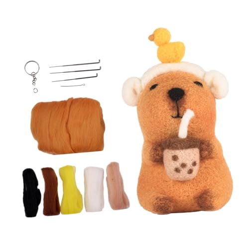 LOVIVER Capybara Plüschtier Filzen Bastelprojekt Niedlicher Schlüsselanhänger Nadelfilzmaterial DIY Wollfilzmaterial-Set, B von LOVIVER