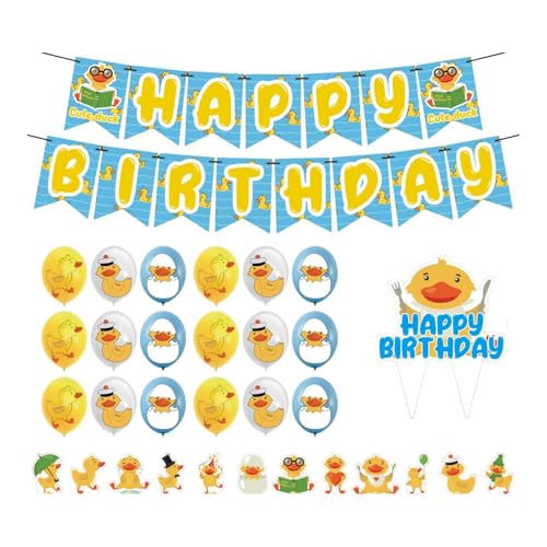 LOVIVER Duckling Birthday Decorations Kuchen Cupcake Toppers Foto Requisiten Partyzubehör für Kinder von LOVIVER