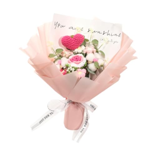 LOVIVER Fertigte Häkelblumen Strauß Strick handgefertigte künstliche Rosenblume für Geburtstag Mutter Tag, Rosa Blüten von LOVIVER