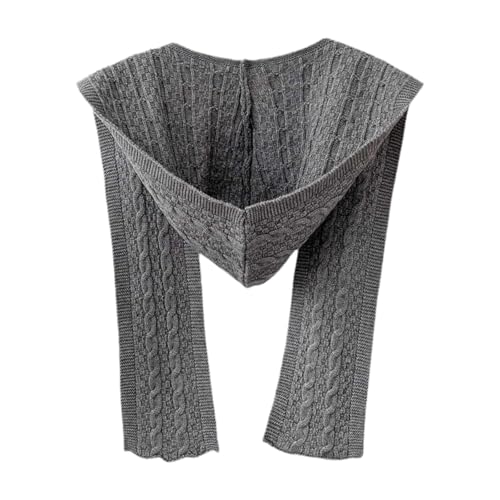 LOVIVER Gestrickter Schal, Kopfbedeckung, Schal mit Kapuze für Damen, Winter, Outdoor, weiblich, Herbst, Grau von LOVIVER