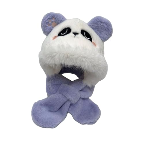 LOVIVER Kinder Mütze und Schal Mütze und Schal Set Kreative Winter Warme Party Kostüm Cosplay Plüsch Tiermütze Baby Ohrenschutzkappe, Lila Grau von LOVIVER