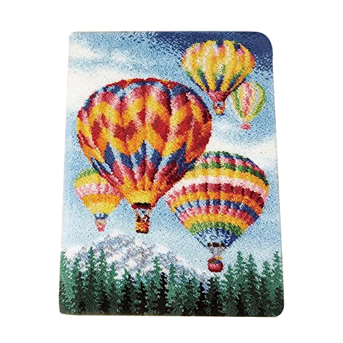 LOVIVER Knüpfteppich-Kits, Stickerei-Teppich Heißluftballon-Klapphaken-Teppich, für Erwachsene Kinder Häkelnadel DIY Decke für Aufenthaltsraum von LOVIVER