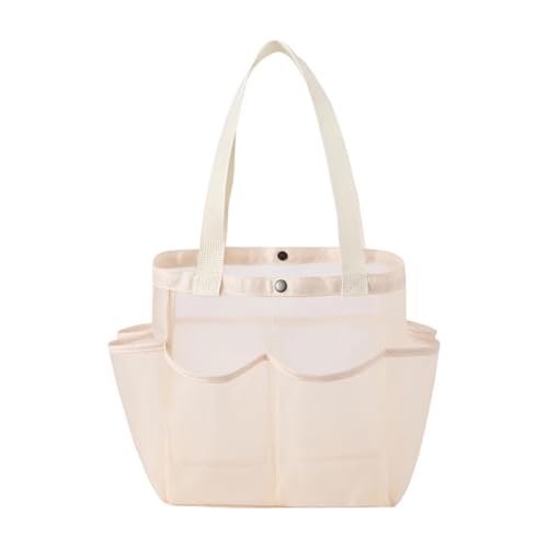 LOVIVER Kulturbeutel aus Netzstoff mit Mehreren Taschen, Organizer, robuste Strandtasche, Duschtasche für Fitnessstudio, Strand, Reisen und Uni, Beige von LOVIVER