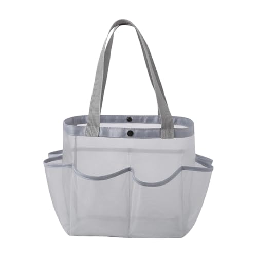 LOVIVER Kulturbeutel aus Netzstoff mit Mehreren Taschen, Organizer, robuste Strandtasche, Duschtasche für Fitnessstudio, Strand, Reisen und Uni, Grau von LOVIVER