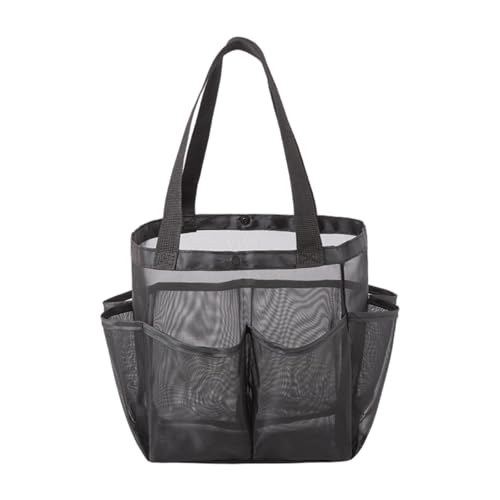 LOVIVER Kulturbeutel aus Netzstoff mit Mehreren Taschen, Organizer, robuste Strandtasche, Duschtasche für Fitnessstudio, Strand, Reisen und Uni, Schwarz von LOVIVER