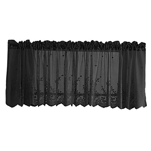 LOVIVER Langahus Scheibengardine Küchengardine Bistrogardine Kurzgardine Modern Transparent Vorhang, Schwarz Lila, 130x41cm LOVIVER Langahus Scheibengardine Küchengardine Bistrogardine Kurzgardine Modern Transparent Vorhang, Schwarz Lila, 130x41cm von LOVIVER