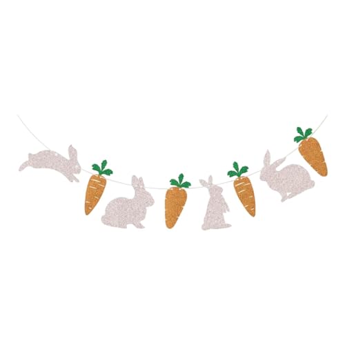 LOVIVER Osterhasen und Karottenbanner Hängende Ornament Bunting Garland, Urlaubsdekoration zum Feiern von LOVIVER