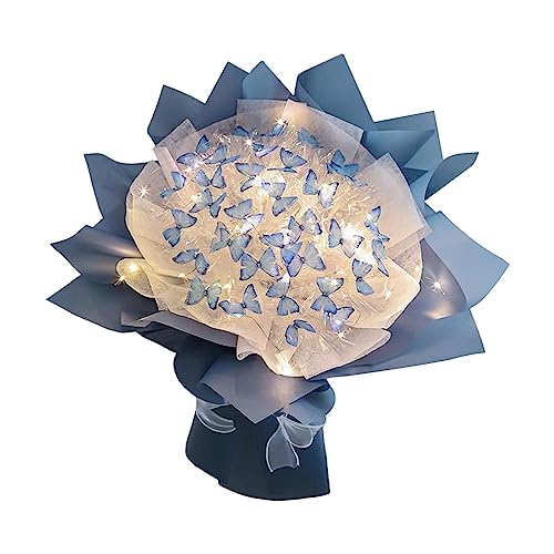 LOVIVER Schmetterlingsstrauß DIY künstlicher Blumenstrauß handgefertigt mit Geschenkpapier Kunsthandwerk Blumenstrauß Herstellung Materialien unfertige, Blau 33 Schmetterling von LOVIVER