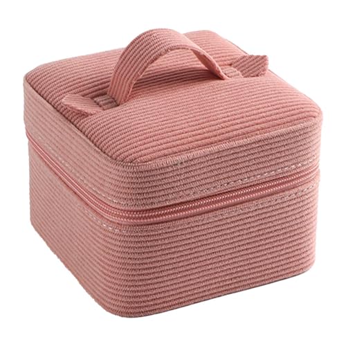 LOVIVER Schmuckschatulle aus Cord, Organizer mit Reißverschluss, Geschenk-Vitrine, Behälter für Jahrestagsarmbänder, Muttertag, Badezimmer, Damen, Rosa von LOVIVER