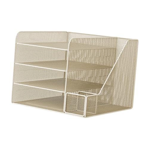 LOVIVER Schreibtisch Organizer, Dokumentenablage, Stifthalter, Kreativer Papier Briefablage, Netz Aktenhalter für Schule, Wohnheim, Wohnung, Beige von LOVIVER