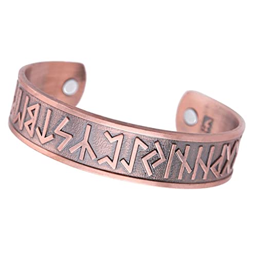 LOVIVER Viking Runes Breites Elastisches Stulpearmband Armband Schmuck, Rose Kupfer, wie beschrieben von LOVIVER