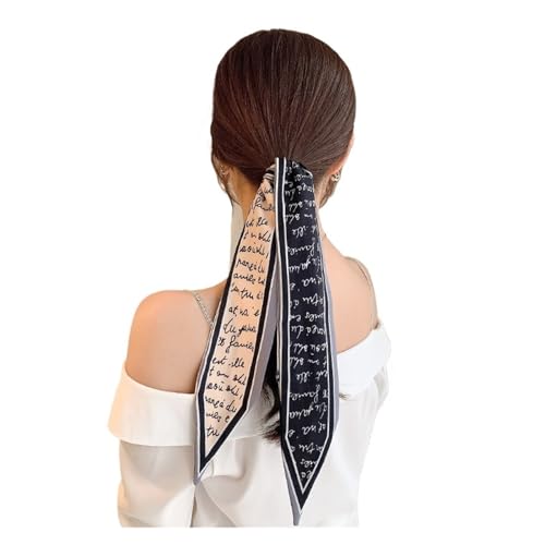 Gurtband Seidenschal Haarband Langes Band Schleife Druck Buchstaben Haarschal Frauen Pferdeschwanzhalter Haarschmuck Fur Nylon(1) von LOVSSU