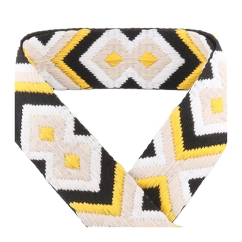 LOVSSU Gurtband 1/2/5 Yards 38mm Band BeltBag Teile Rhombus Vintage gewebt dekorative Multicolor Handtasche Strap Jacquard Gurtband Fur Nylon(Black,1yard) von LOVSSU