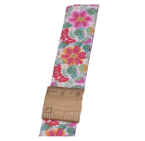 LOVSSU Gurtband 2,1 cm breit, 4 Yards, ländliche Blumen, Besticktes Baumwollband, Spitzengurtband, Kleidungsstück, Nähen, Patchwork, Dekoration, Zubehör Fur Nylon(White) von LOVSSU