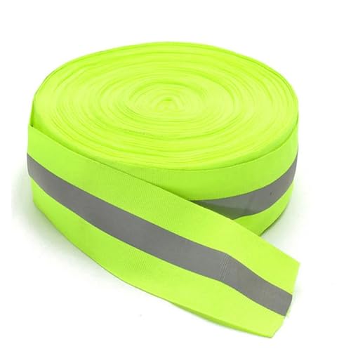 LOVSSU Gurtband 5 m, 50 mm, leuchtendes Rettungsring-Band, Nähband aus Oxford-Reflexstoff, aufgenähtes Reflexband for Kleidungstaschen mit hoher Sichtbarkeit Fur Nylon(Green Width 20mm) von LOVSSU