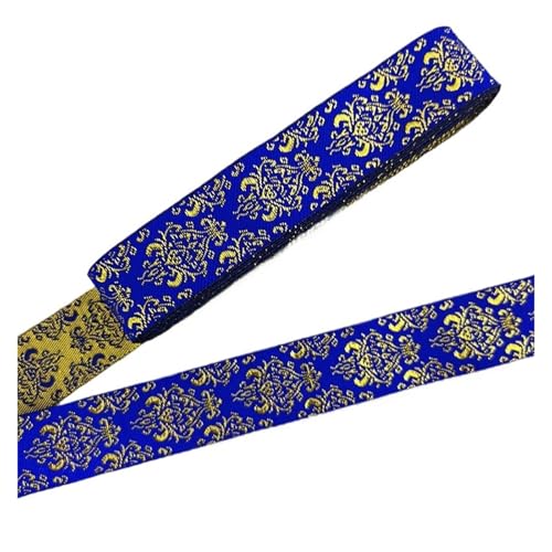 LOVSSU Gurtband 7 Meter 1 Zoll 25mm Goldfarbe Silberfarbe Vintage Stickband Spitzenbesatz DIY Kleidung Tasche Bestickter Stoff Fur Nylon(16) von LOVSSU