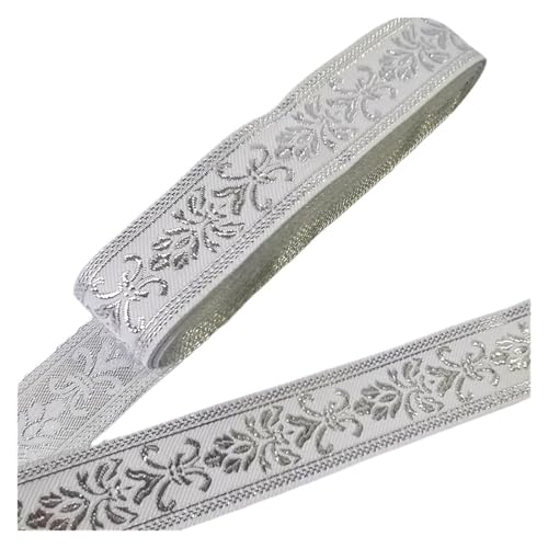LOVSSU Gurtband 7 Meter 1 Zoll 25mm Goldfarbe Silberfarbe Vintage Stickband Spitzenbesatz DIY Kleidung Tasche Bestickter Stoff Fur Nylon(Color-02) von LOVSSU