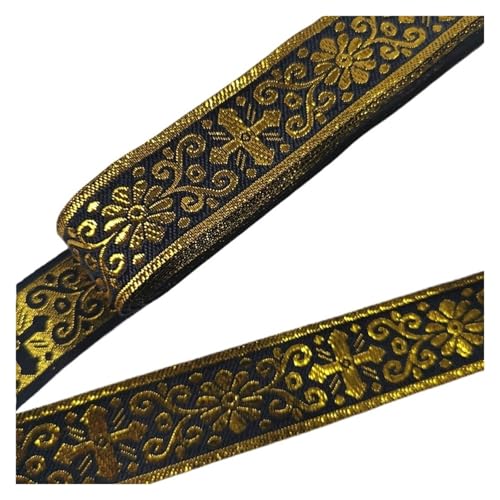 LOVSSU Gurtband 7 Meter 1 Zoll 25mm Goldfarbe Silberfarbe Vintage Stickband Spitzenbesatz DIY Kleidung Tasche Bestickter Stoff Fur Nylon(Color-05) von LOVSSU