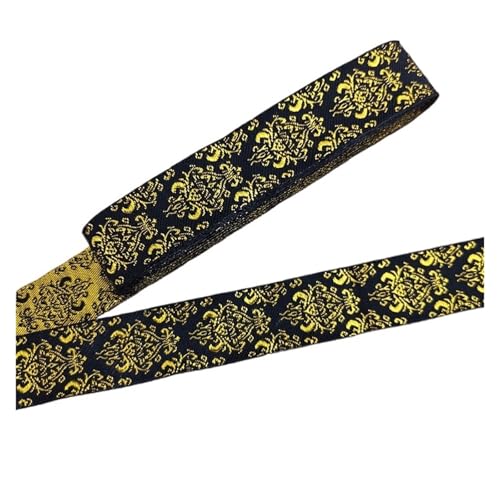 LOVSSU Gurtband 7 Meter 1 Zoll 25mm Goldfarbe Silberfarbe Vintage Stickband Spitzenbesatz DIY Kleidung Tasche Bestickter Stoff Fur Nylon(Color-12) von LOVSSU