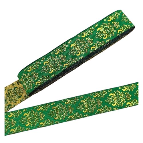 LOVSSU Gurtband 7 Meter 1 Zoll 25mm Goldfarbe Silberfarbe Vintage Stickband Spitzenbesatz DIY Kleidung Tasche Bestickter Stoff Fur Nylon(Color-17) von LOVSSU