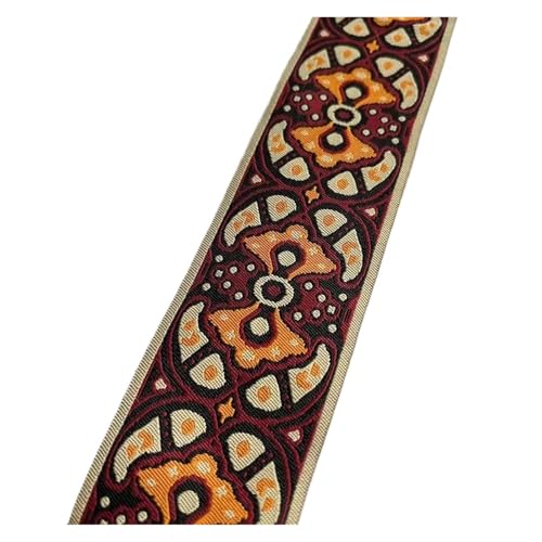 LOVSSU Gurtband Gewebtes Jacquardband for Bekleidungszubehör, orange Totemblumen, Breite 5 cm, 10 Yards Fur Nylon von LOVSSU