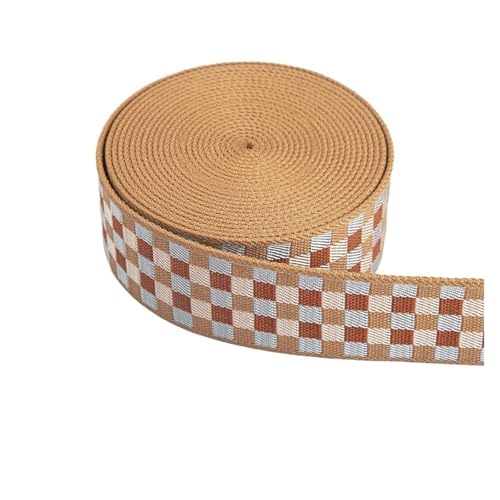 LOVSSU Gurtband Gurtbänder for Taschengürtel, Dickes Kariertes Baumwollband, Rucksackgurt, Gepäckzubehör, Tasche, DIY-Handwerk, 5 Meter Fur Nylon(2 Inch-Milan Color) von LOVSSU