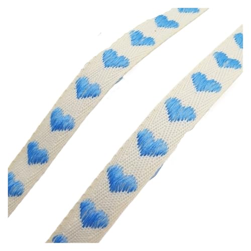LOVSSU Gurtband Gurtband, 5 Yards, 15 mm, Bonbonfarbe, süßes Herz, bequemes Polyester-Baumwollmaterial, gewebtes Gurtband, Dekoration for Hochzeitsfeiern Fur Nylon(15mm Blue 5Yards) von LOVSSU