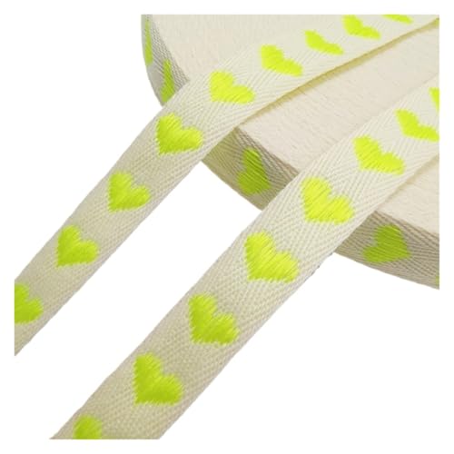 LOVSSU Gurtband Gurtband, 5 Yards, 15 mm, Bonbonfarbe, süßes Herz, bequemes Polyester-Baumwollmaterial, gewebtes Gurtband, Dekoration for Hochzeitsfeiern Fur Nylon(15mm Yellow 5Yards) von LOVSSU
