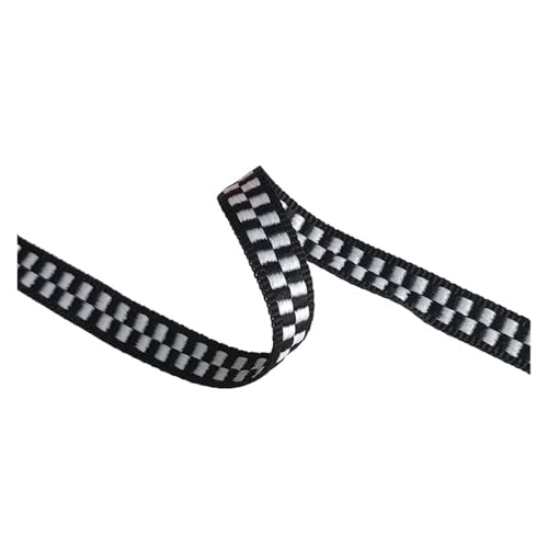 LOVSSU Gurtband Gurtband Polyester Schwarz Weiß Kariertes Gurtband Computer Jacquard Gurtband Kariertes Bekleidungsstück Hüte Gepäck Dekoratives Gurtband Nähzubehör Fur Nylon(1.0CM) von LOVSSU