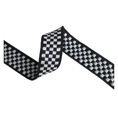 LOVSSU Gurtband Gurtband Polyester Schwarz Weiß Kariertes Gurtband Computer Jacquard Gurtband Kariertes Bekleidungsstück Hüte Gepäck Dekoratives Gurtband Nähzubehör Fur Nylon(2.5CM A) von LOVSSU
