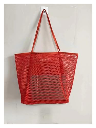 LOVSSU Mesh UmhäNgetasche Strandtasche aus Netzstoff, eine Schultertasche, for Männer und Frauen, for Mitnehmen von Toiletten- und Badeanzug-Aufbewahrungstaschen for Mesh(Orange) von LOVSSU