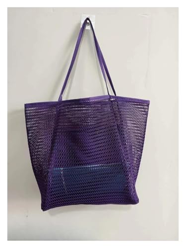 LOVSSU Mesh UmhäNgetasche Strandtasche aus Netzstoff, eine Schultertasche, for Männer und Frauen, for Mitnehmen von Toiletten- und Badeanzug-Aufbewahrungstaschen for Mesh(Violet) von LOVSSU