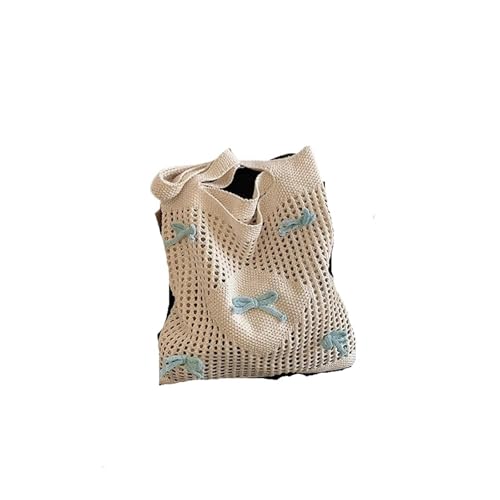 LOVSSU Mesh UmhäNgetasche Süßes Knotenmuster, gehäkelte Umhängetasche, Hohle Unterarmtasche, Netzstoff, Urlaubsreisehandtasche, Sommer-Strandhandtasche for Damen for Mesh(Blue) von LOVSSU