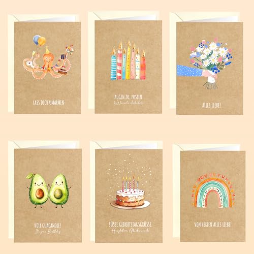 LOViLEE® 10x Geburtstagskarten Set mit Umschlag & Stickern - Glückwunschkarten Geburtstag, Happy Birthday Karte - Grußkarten - Geburtstagskarte Frau, Geburtstagskarte Mann - Klappkarten Set 4 von LOViLEE