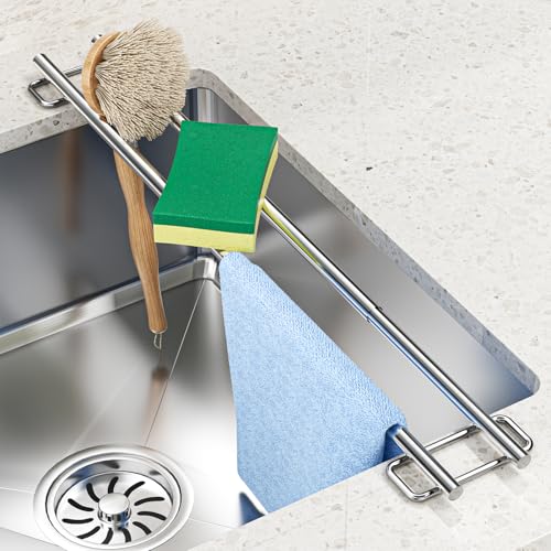 LOXSUN Spültuchhalter für Spülbecken, Verstellbarer Geschirrtuchhalter für die Küche über der Spüle, multifunktionaler Spülen-Abtropfer, Ordnungshelfer, Spülbecken- Spüle Organizer Küchenregal von LOXSUN