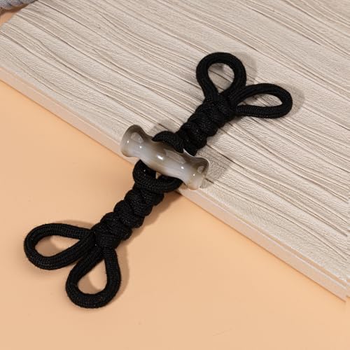 2/4 Paar 16,5 cm rote Knebelknöpfe aus geflochtenem Horn, Seil-Knebelknopf for Aufnähen, Knebelverschluss for Mantel, Windjacke(Black,About 16.5CM Long 2 Pair) von LOYKZCT