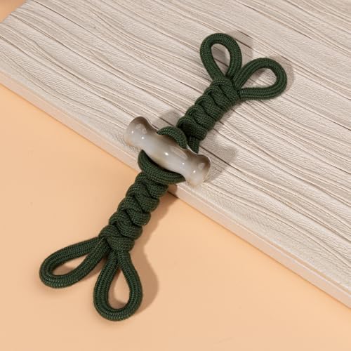 2/4 Paar 16,5 cm rote Knebelknöpfe aus geflochtenem Horn, Seil-Knebelknopf for Aufnähen, Knebelverschluss for Mantel, Windjacke(Light Dark Green,About 16.5CM Long 4 Pair) von LOYKZCT